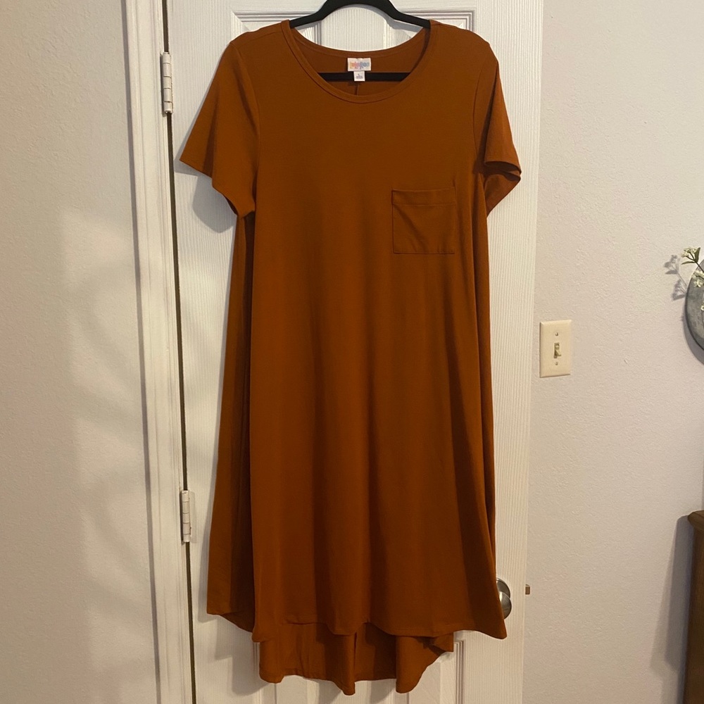 Burnt orange midi tshirt dress- Carly